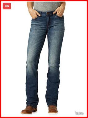 Mid Rise Boot Cut Riding Jeans No-Gap Waistband Five Pocket Denim
